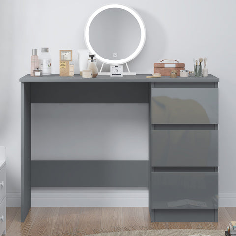 FWStyle Stora 3 Drawer Dressing Table - Grey Gloss Front
