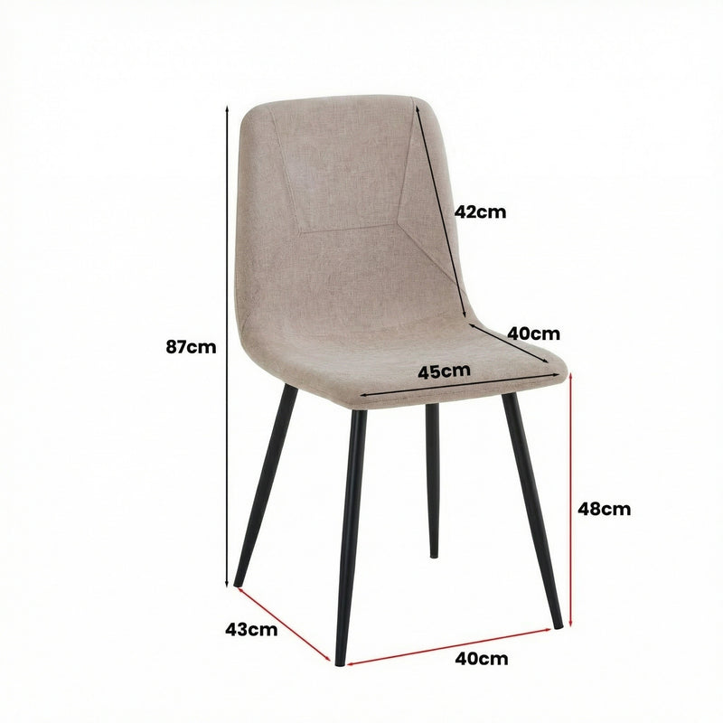 Esme Pack of 2 Light Brown Fabric Dining Chairs