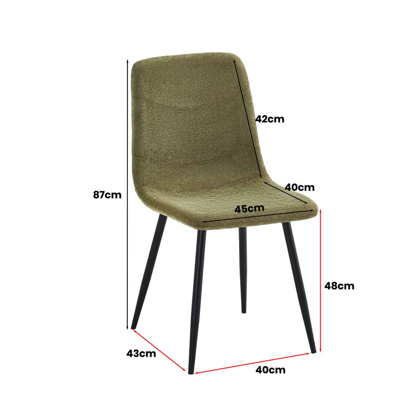 Evie Pack of 4 Light Green Fabric Dining Chairs