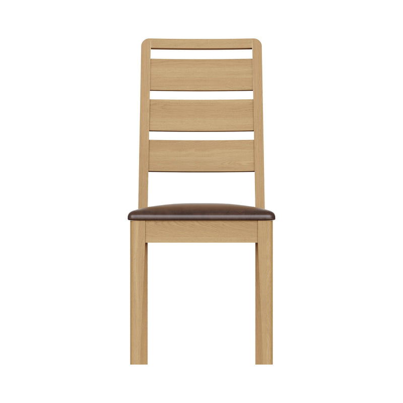 Taberno Oak Dining Chairs Ladder Back Cushioned - Pair of 2