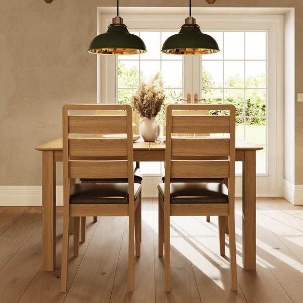 Taberno Oak Dining Chairs Ladder Back Cushioned - Pair of 2