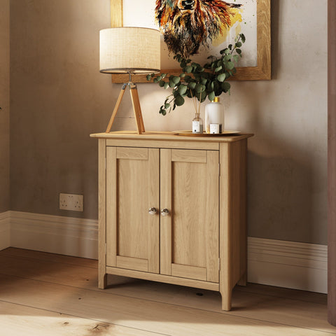 Taberno Oak 2 Door Compact Sideboard Natural Oak