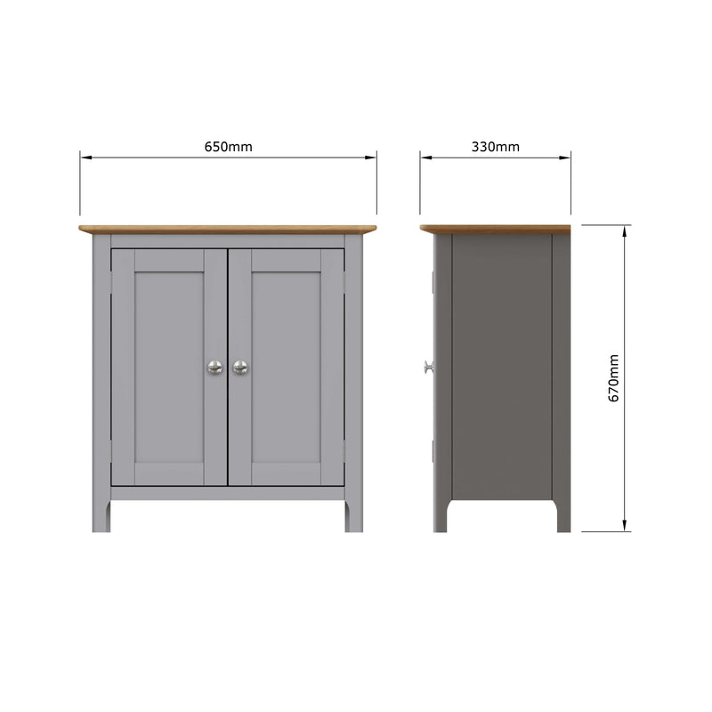 Taberno Oak 2 Door Compact Sideboard Dove Grey