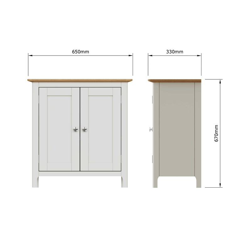 Taberno Oak 2 Door Compact Sideboard Linen White