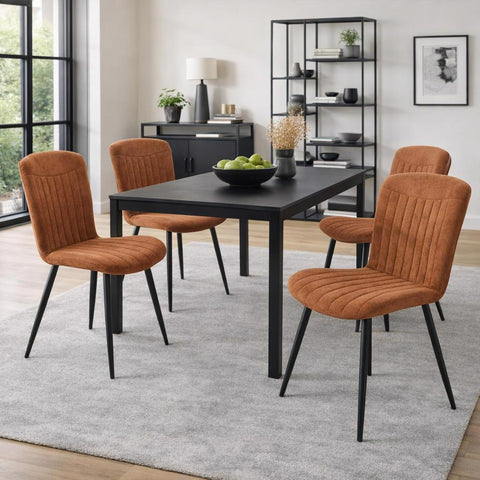 Grace Pack of 4 Chestnut Brown Fabric Dining Chairs