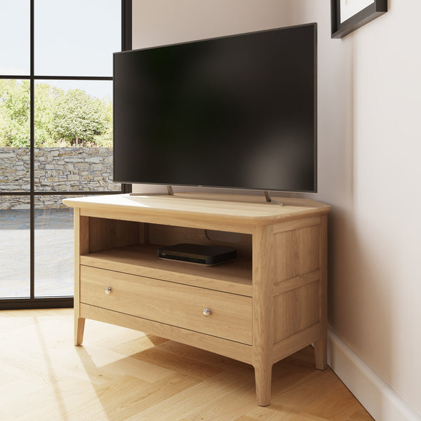 Hudson Ash 1 Drawer Corner TV Unit