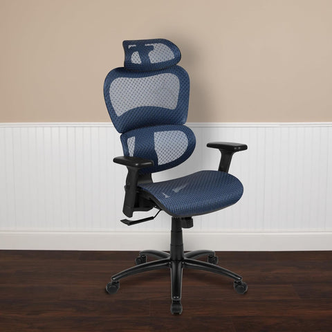 Blue High Back Mesh Office Chair