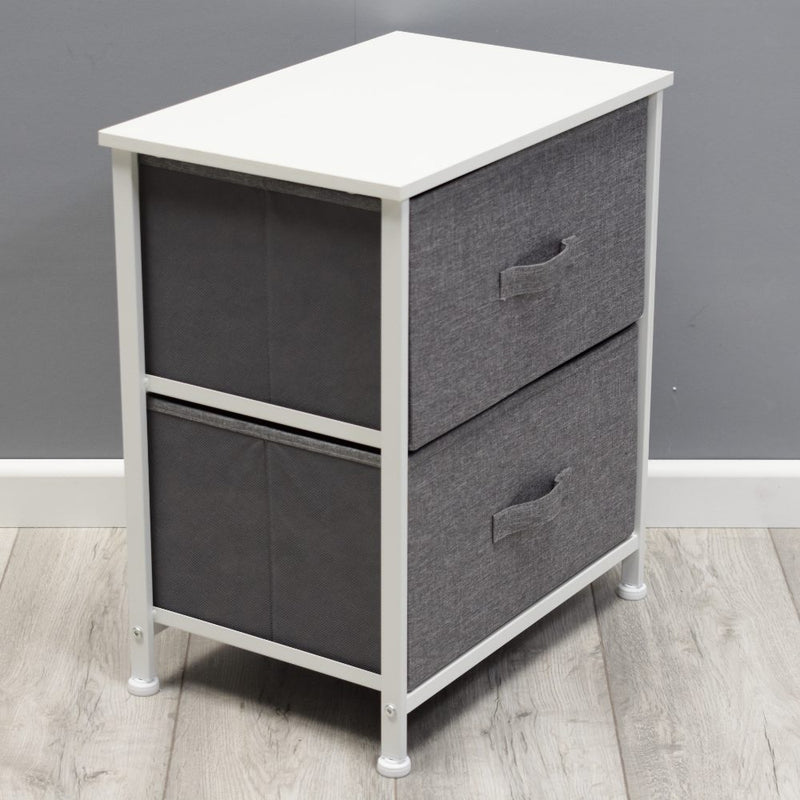FWStyle Lotte Modern 2 Drawer Bedside Cabinet Grey