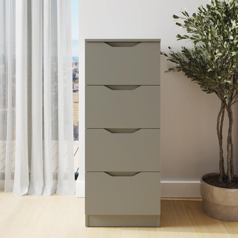 Luno 4 Drawer Tallboy Chest Of Drawers - Ash Green