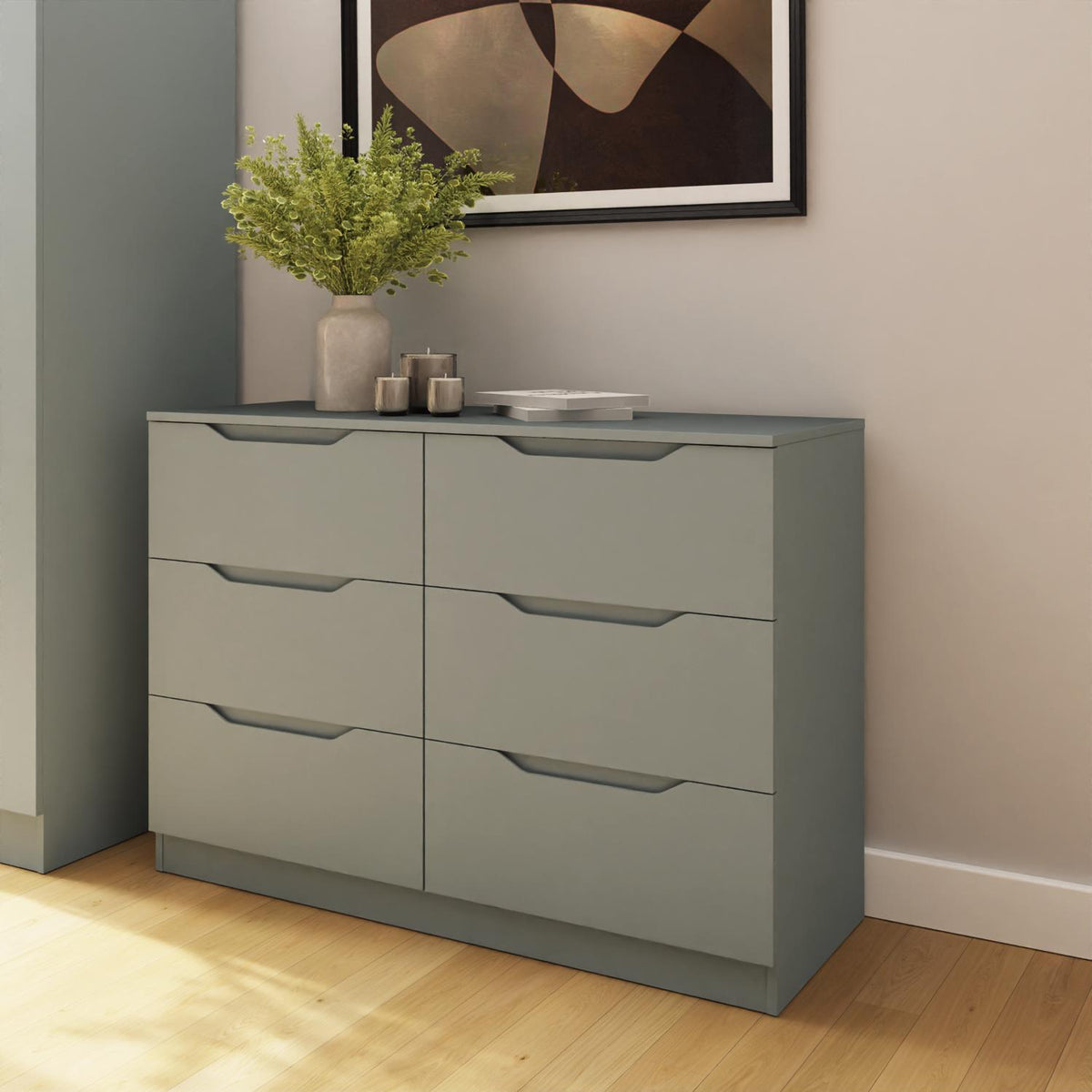 Luno 6 Drawer Chest Of Drawers - Ash Green