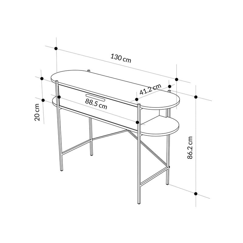 Otis 1 Drawer 2 Shelf Console Table - Matt Sandstone with Black Metal Frame