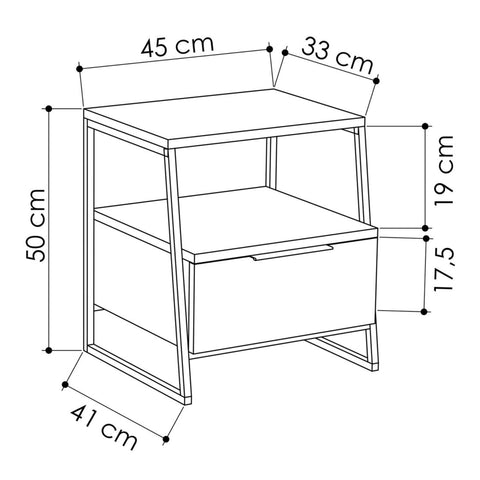 Pal Modern Bedside Table With Drawer White 45cm Wide
