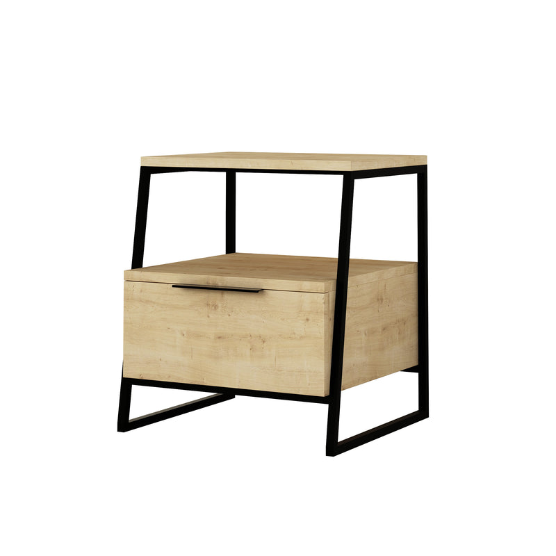 Pal Modern Bedside Table With Drawer Oak 45cm Wide