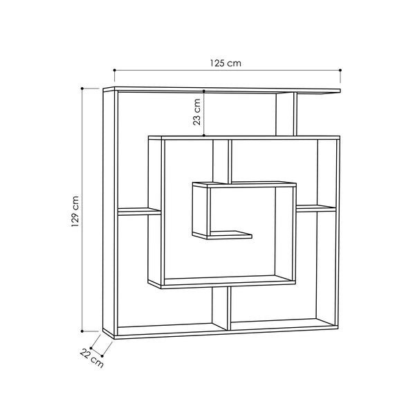 Labirent Modern Bookcase Display Unit White 129cm High