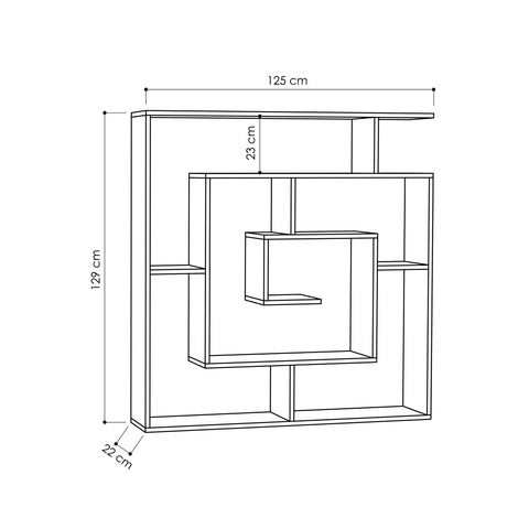 Labirent Modern Bookcase Display Unit White 129cm High