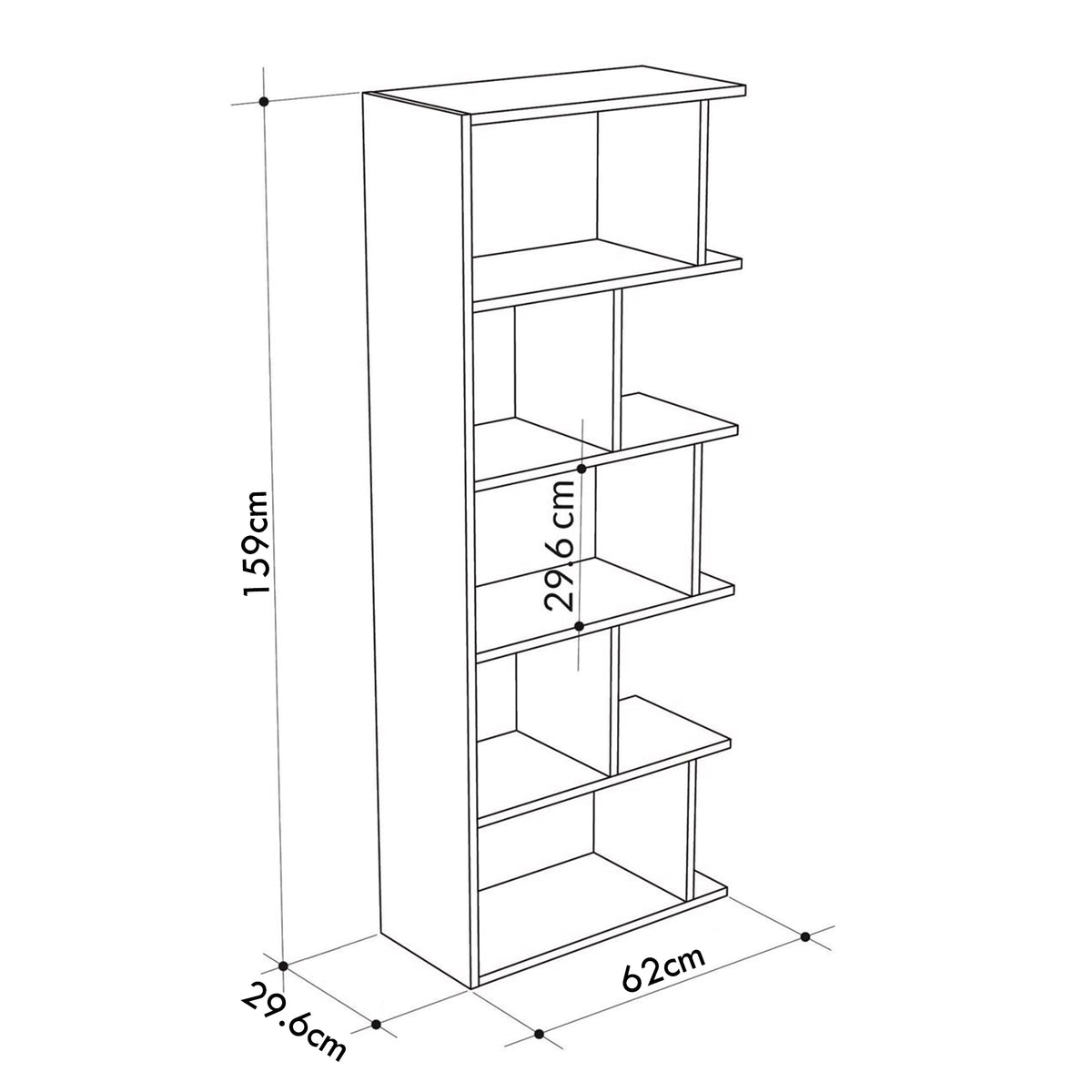 Tapi Modern Bookcase Display Unit Anthracite Grey Tall 159cm