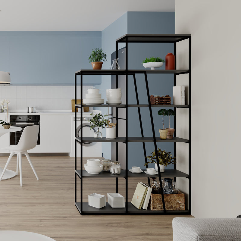Pal Modern Bookcase Display Unit Anthracite Grey Tall 178cm
