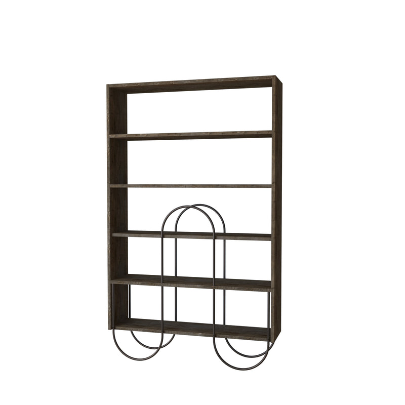 Norfolk Modern Bookcase Display Unit Dark Coffee Oak Effect Tall 159.1cm