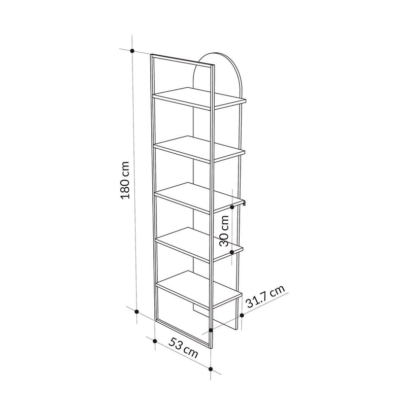 Archy Modern Bookcase 5-Tier Wall Mounted Shelf Ash Green 180 cm