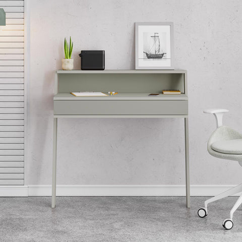 Cowork Modern Desk Ash Green Wall Mounted With Drawer 94cm Wide