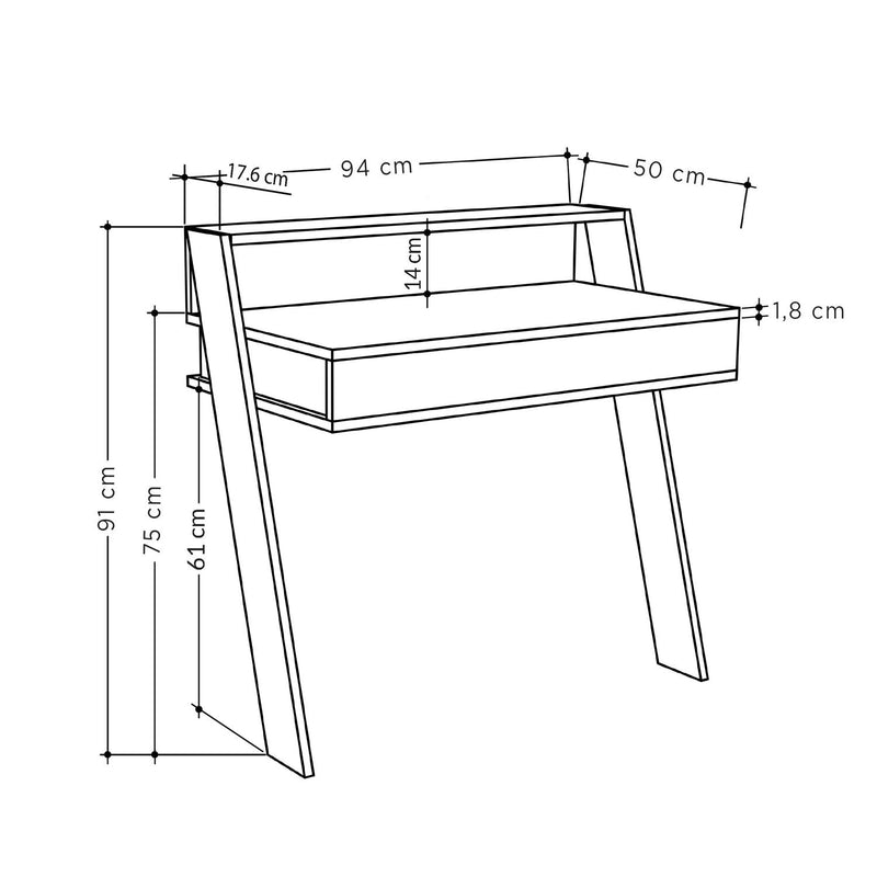 Cowork Modern Desk Sandstone Wall Mounted With Drawer 94cm Wide