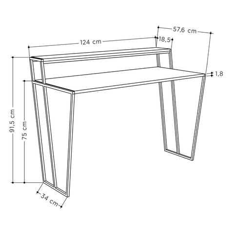 Pal Modern Study Desk Oak With Monitor Stand 124cm Wide
