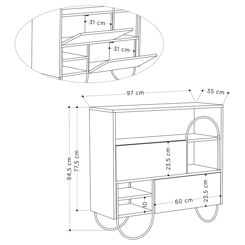 Norfolk Shoe Cabinet Retro Grey