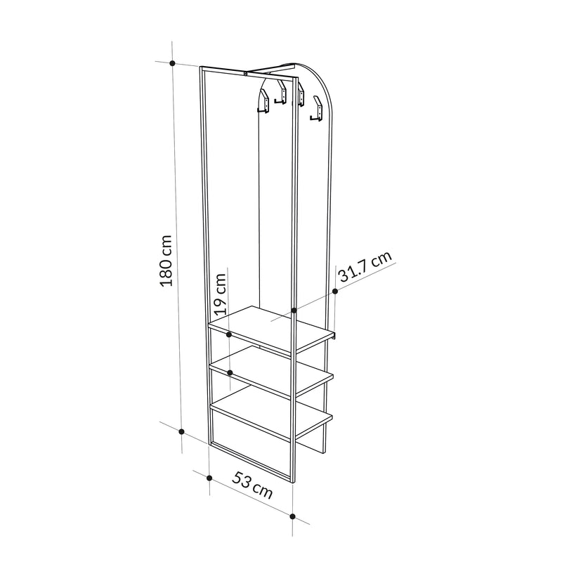 Modern Archy Hall Stand Coat Rack with Shoe Storage 180cm High Sandstone
