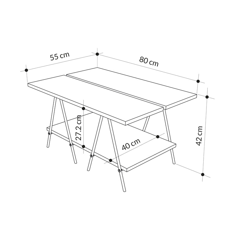 Essel Centre Coffee Table Oak Metal Trestle Legs 80cm