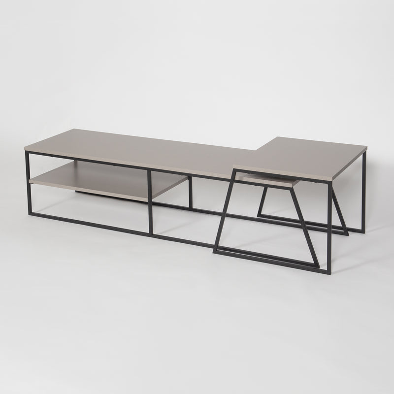 Pal Modern TV Unit Multimedia Centre Stand With Storage Mocha Grey 163cm