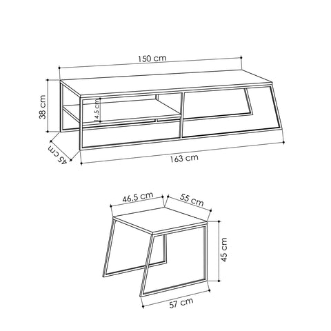 Pal Modern TV Unit Multimedia Centre Stand With Storage White 163cm
