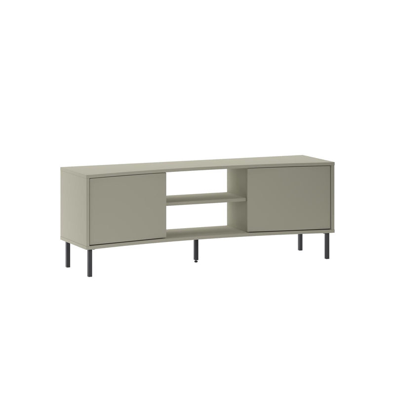 Frem Modern Curved TV Stand 2 Door Unit Ash Green