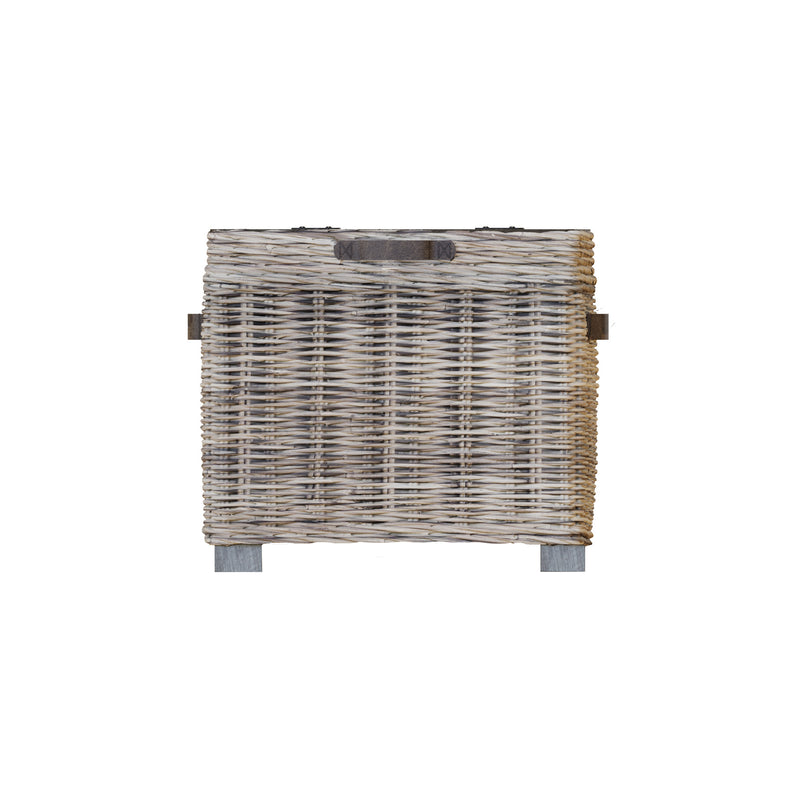 Maya Handmade Kubu Rattan Storage Side Table Limewash