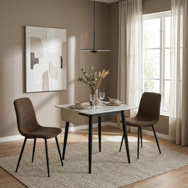 Esme Pack of 2 Dark Brown Fabric Dining Chairs