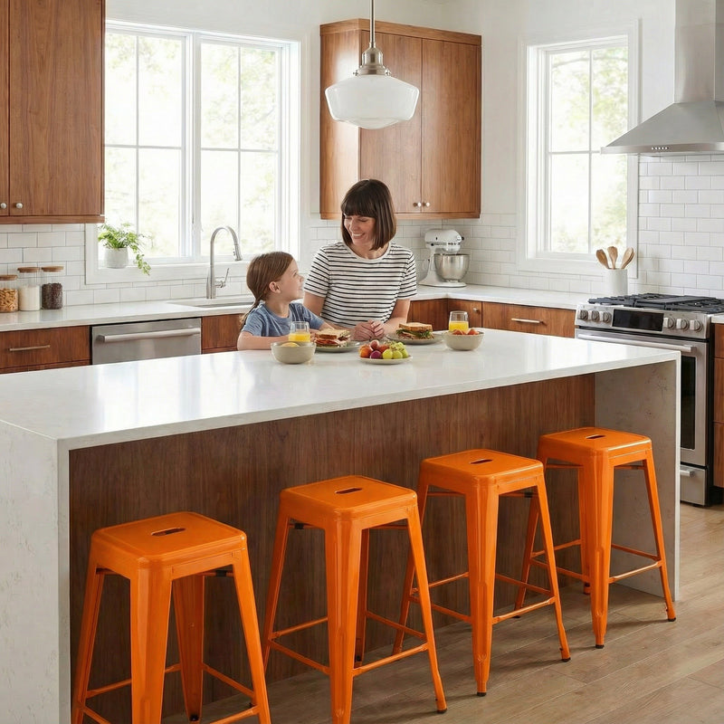 Bistro Pack Of 4 24 Orange Countertop Stools