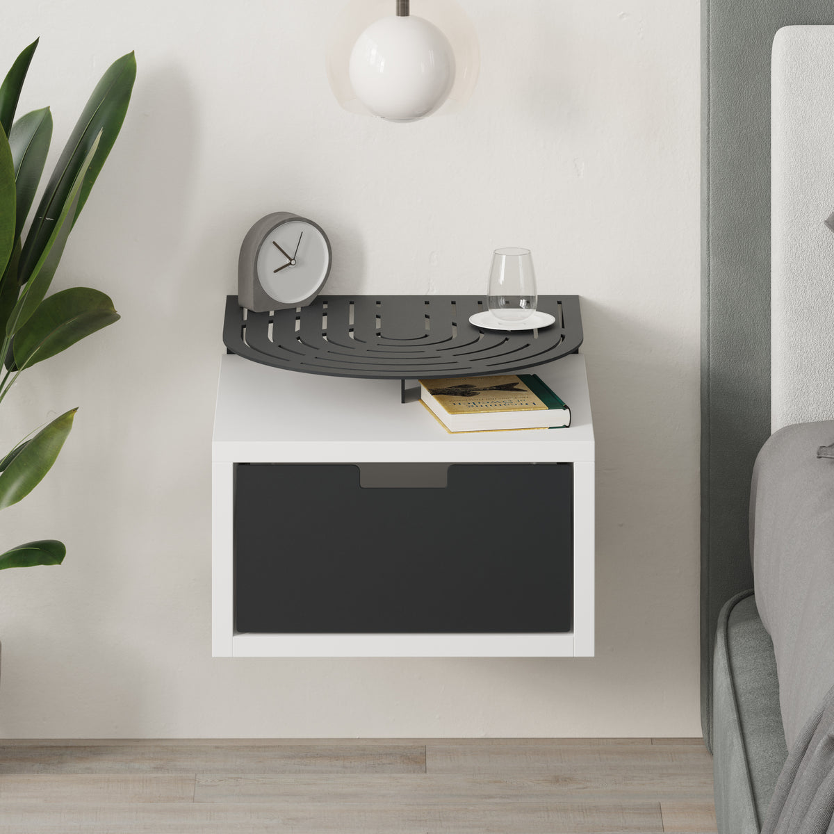 Modern Oslo Nightstand  Bedside Table with Drawer White