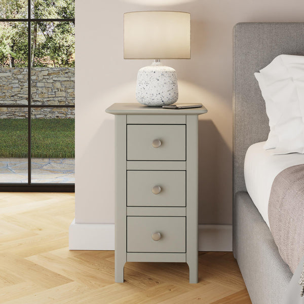 Palma 3 Drawer Bedside Cabinet Pale Grey