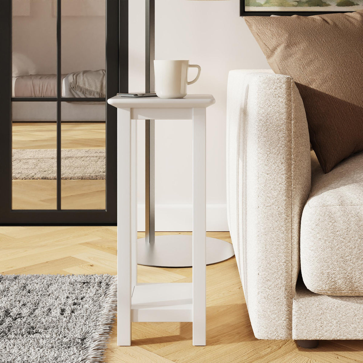 Palma Side Table Plant Stand Pure White