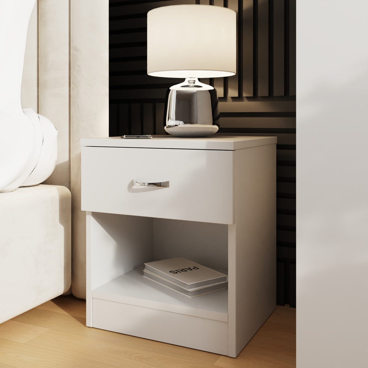 Promo 1 Drawer Nightstand With Shelf - White