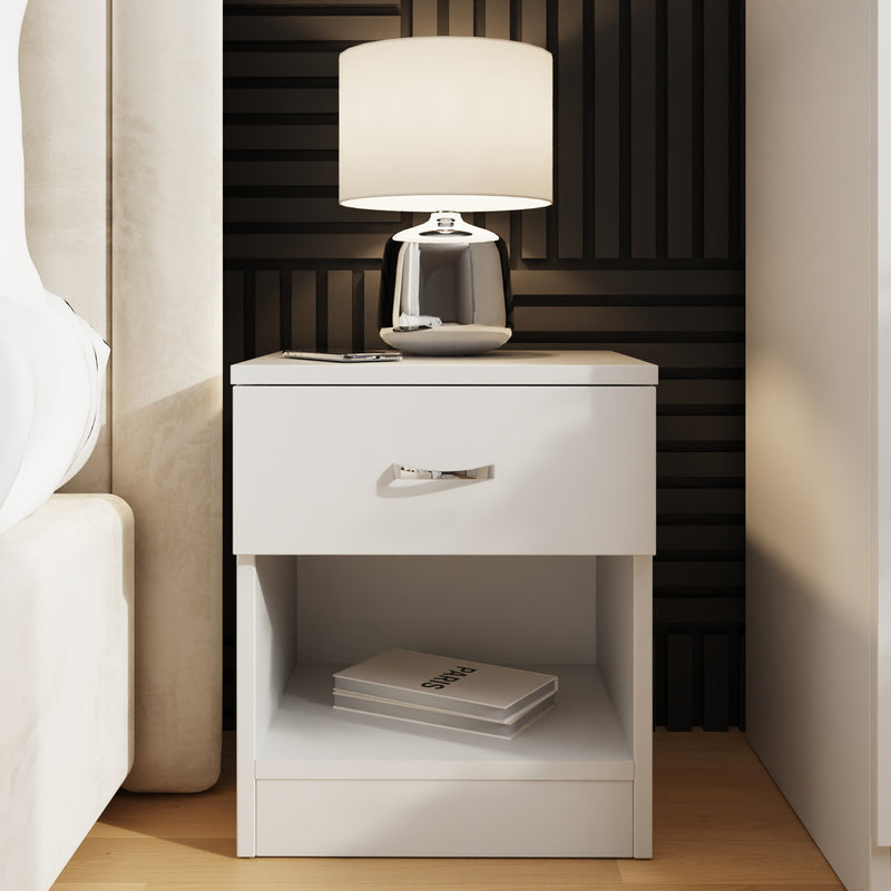 Promo 1 Drawer Nightstand With Shelf - White