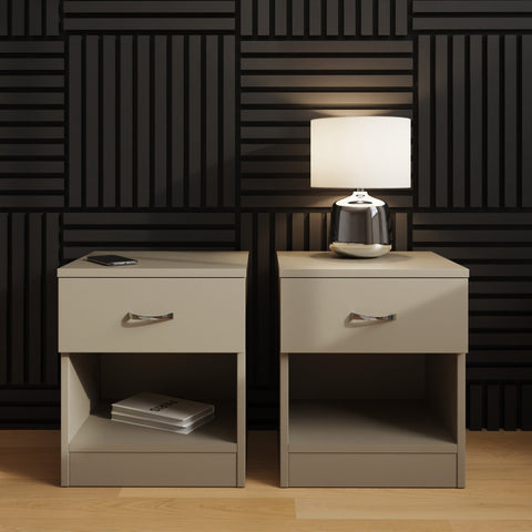 Set Of 2 Promo 1 Drawer Nightstands With Shelf - Putty