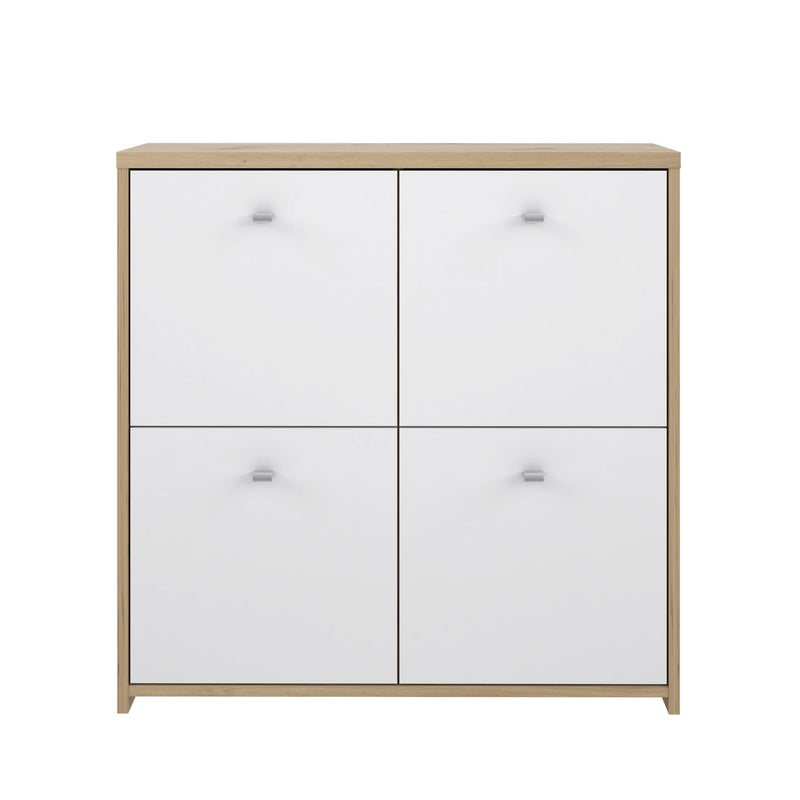 Best Chest 4 Door Storage Cabinet White & Oak