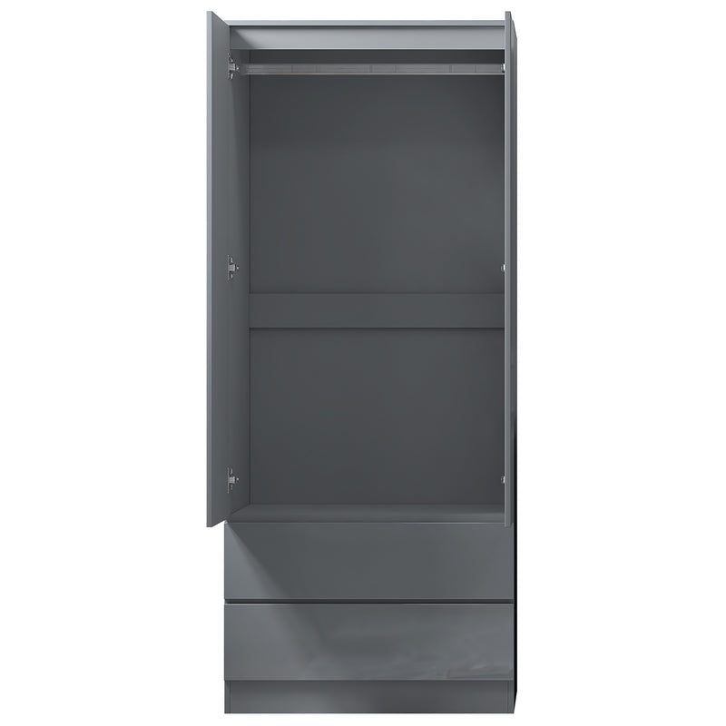 FWStyle Stora 2 Door 2 Drawer Combination Wardrobe - Grey Gloss Front