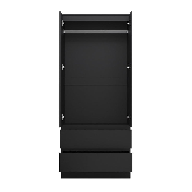 FWStyle Stora 2 Door 2 Drawer Combination Wardrobe - Matt Black