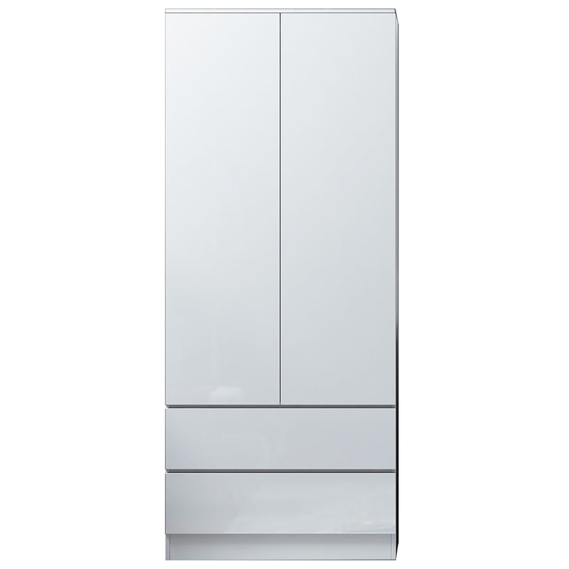FWStyle Stora 2 Door 2 Drawer Combination Wardrobe - White Gloss Front