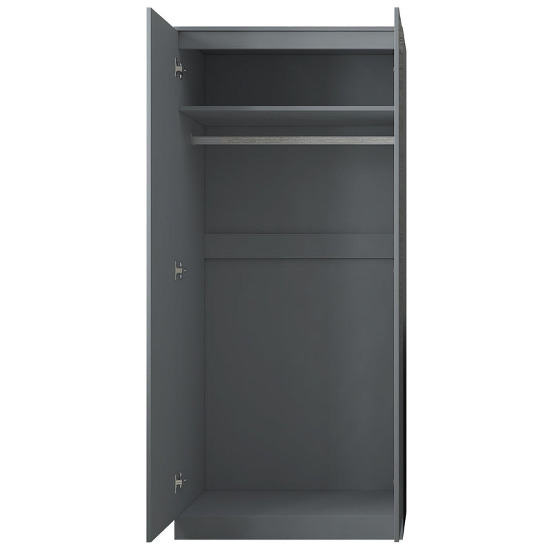FWStyle Stora 2 Door Wardrobe - Grey Gloss Front