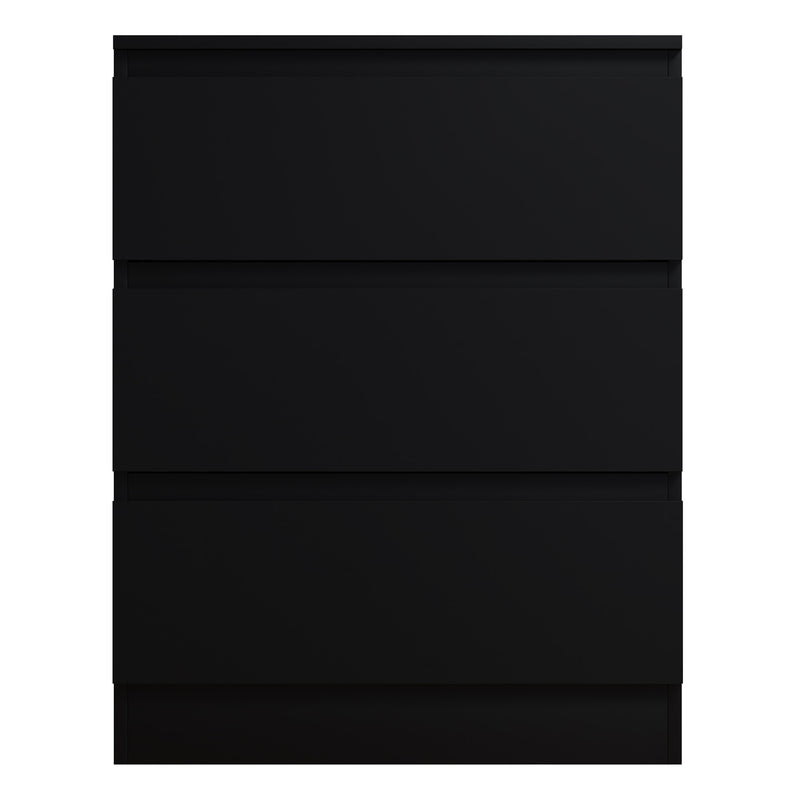 FWStyle Stora 3 Drawer Chest of Drawers - Matt Black