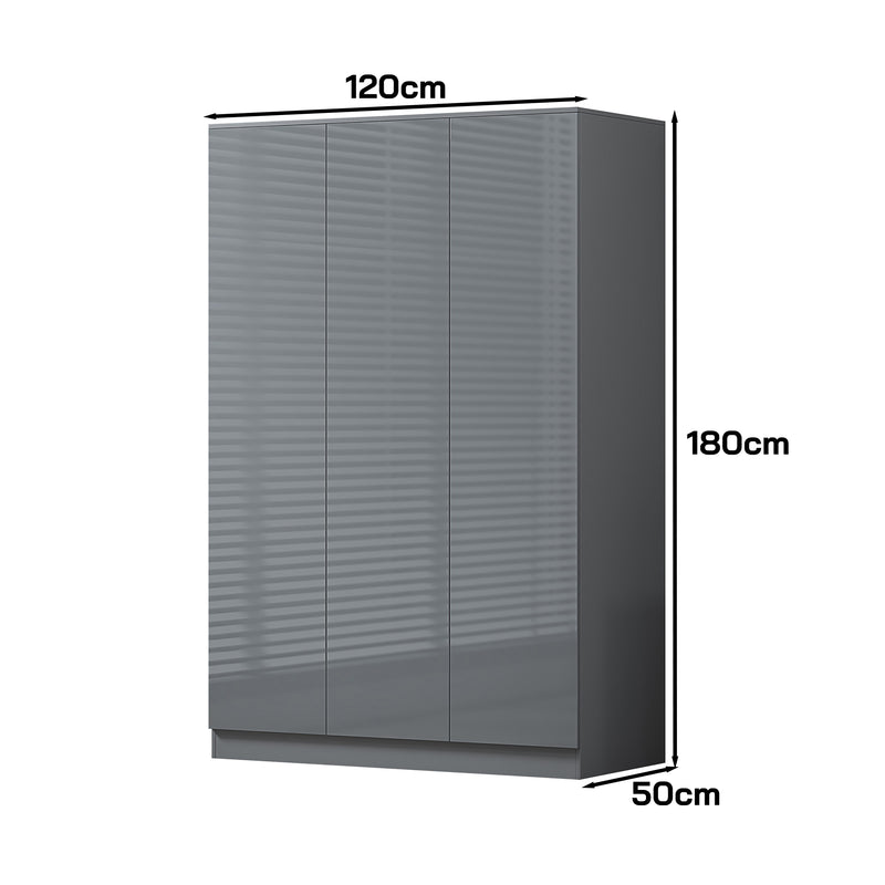 FWStyle Stora 3 Door Wardrobe - Grey Gloss Front