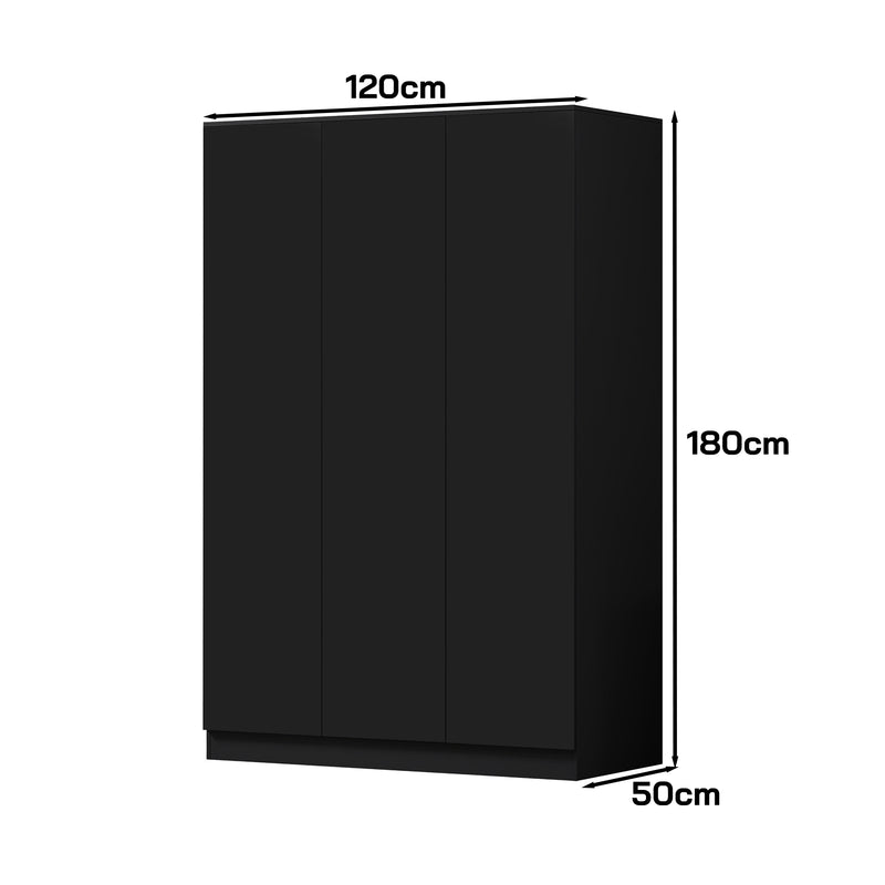 FWStyle Stora 3 Door Wardrobe - Matt Black