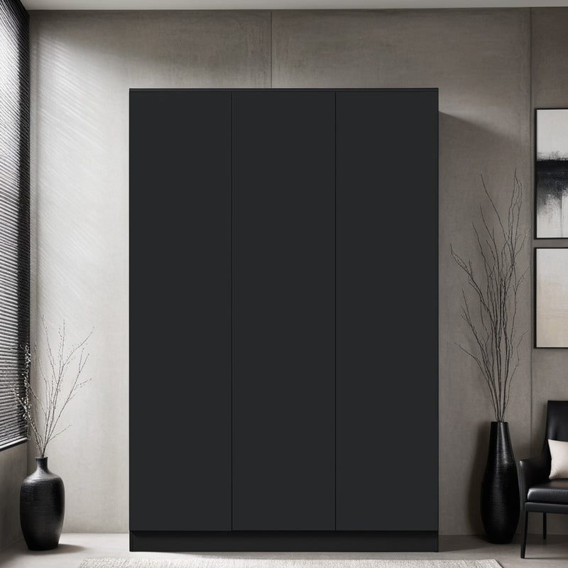 FWStyle Stora 3 Door Wardrobe - Matt Black